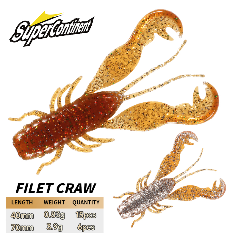 Fishing Lure Soft Plastic - 2023 Supercontinent Filet Craw Bait perche