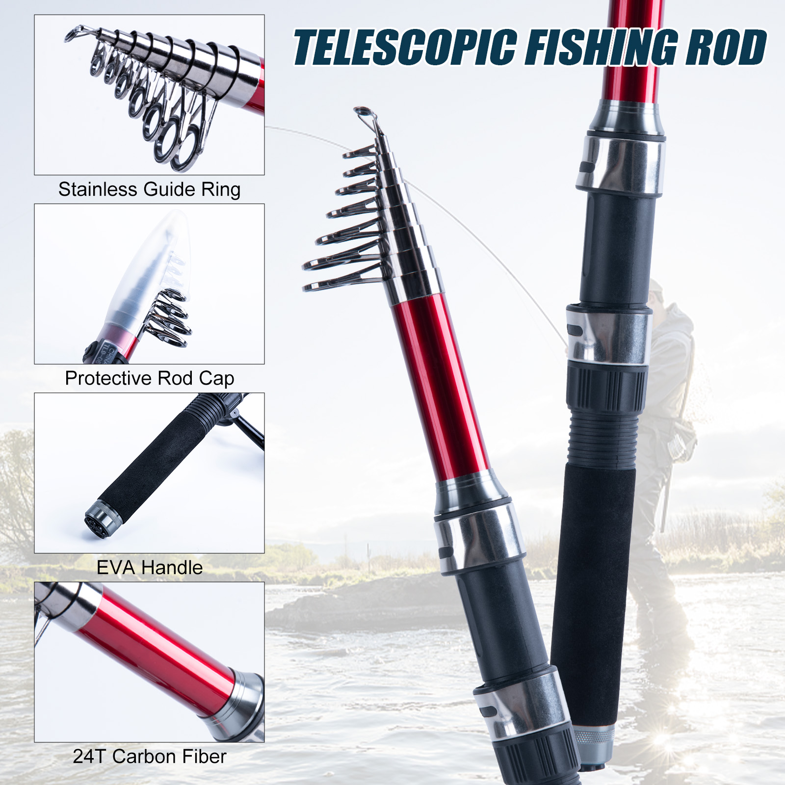 Ensemble canne à pêche télesco - Fishing Lure Spinner avis et prix